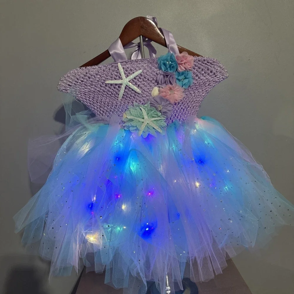 Mermaid Tutu‎ Dress for Girls, Size 5-8 Light up for Halloween Birthday  Party